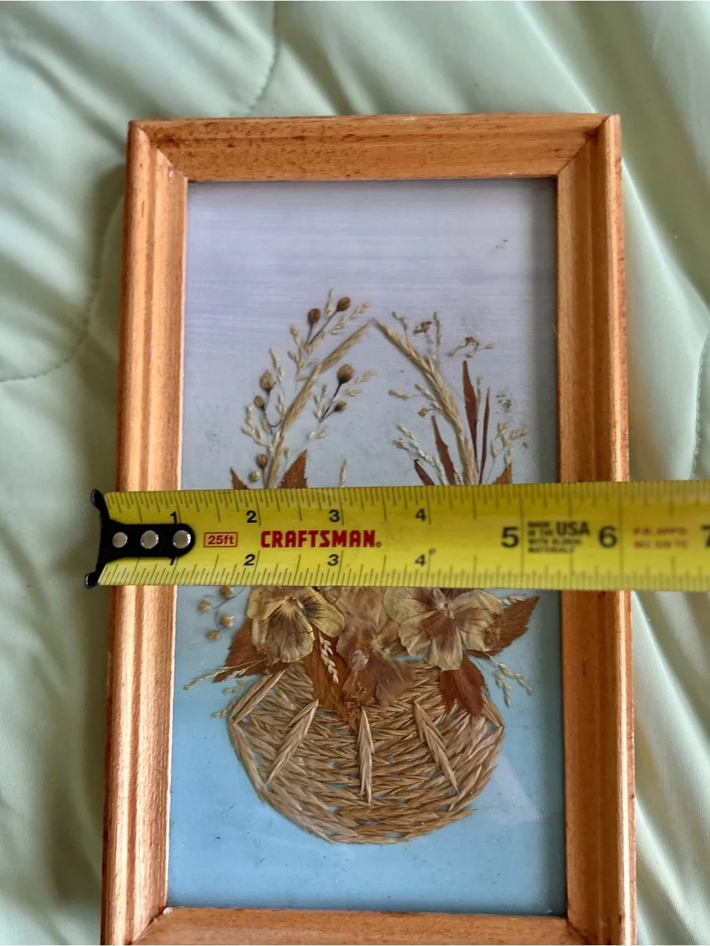 Vintage Handmade Russian Made Dried Pressed Florals Behind Glass Wall Art